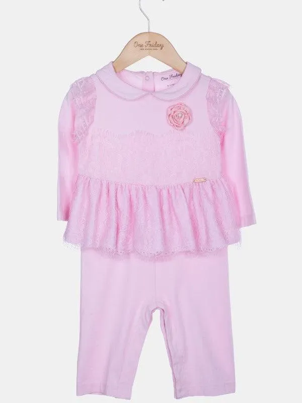 One Friday Pink Lace Romper