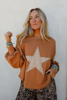 Ovalie Studded Star Top - Caramel