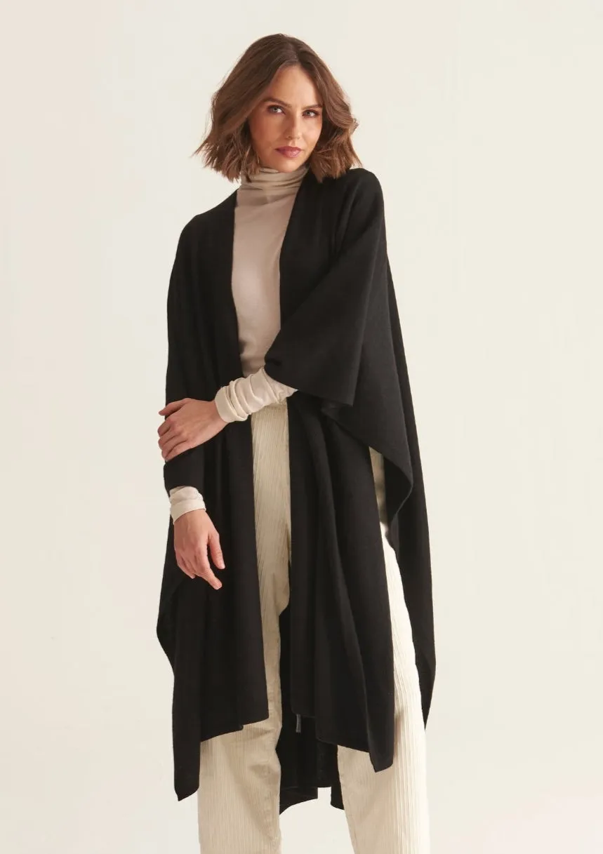 Oversized Cashmere Cape in Black