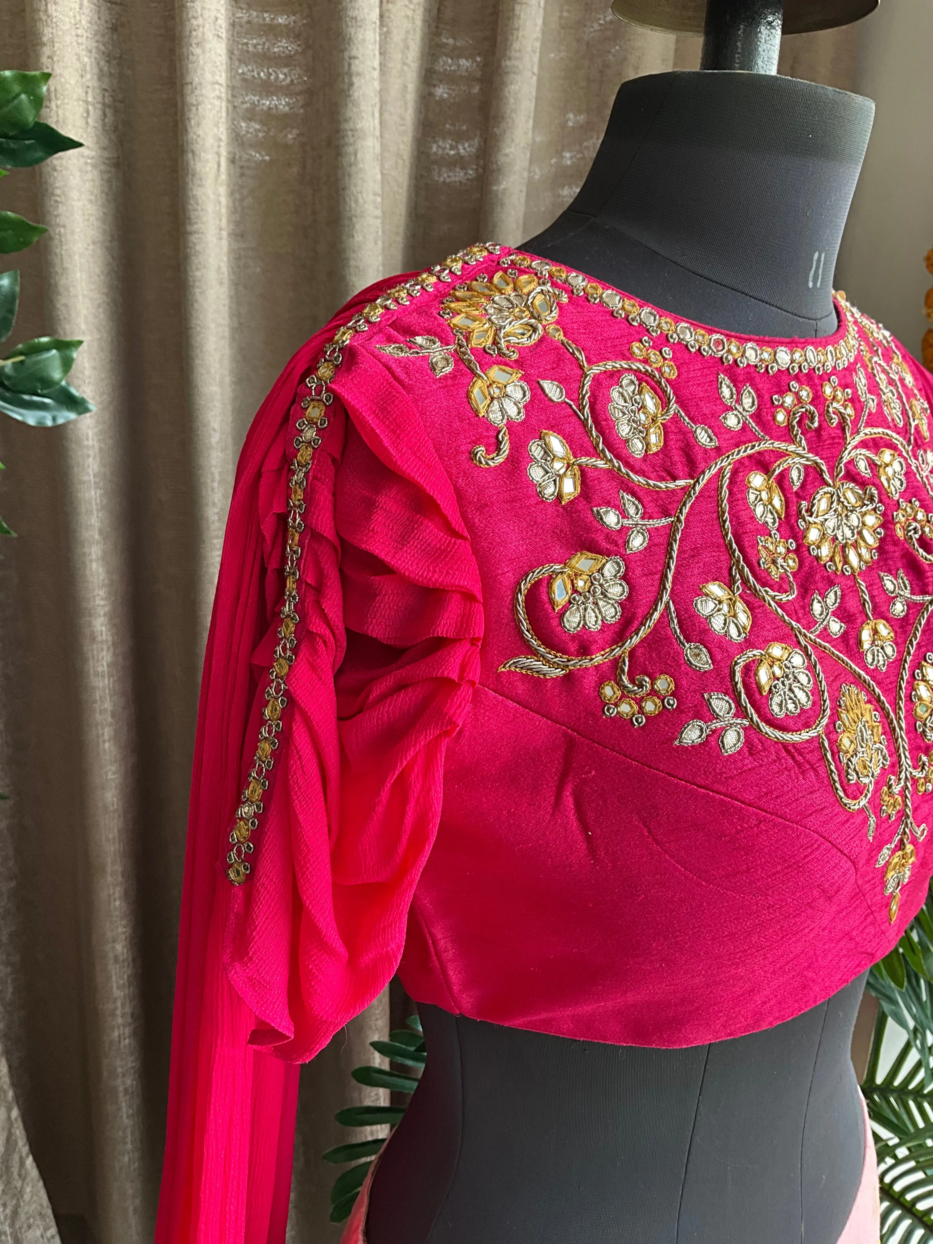 Peach & pink tie and dye ethnic lehenga