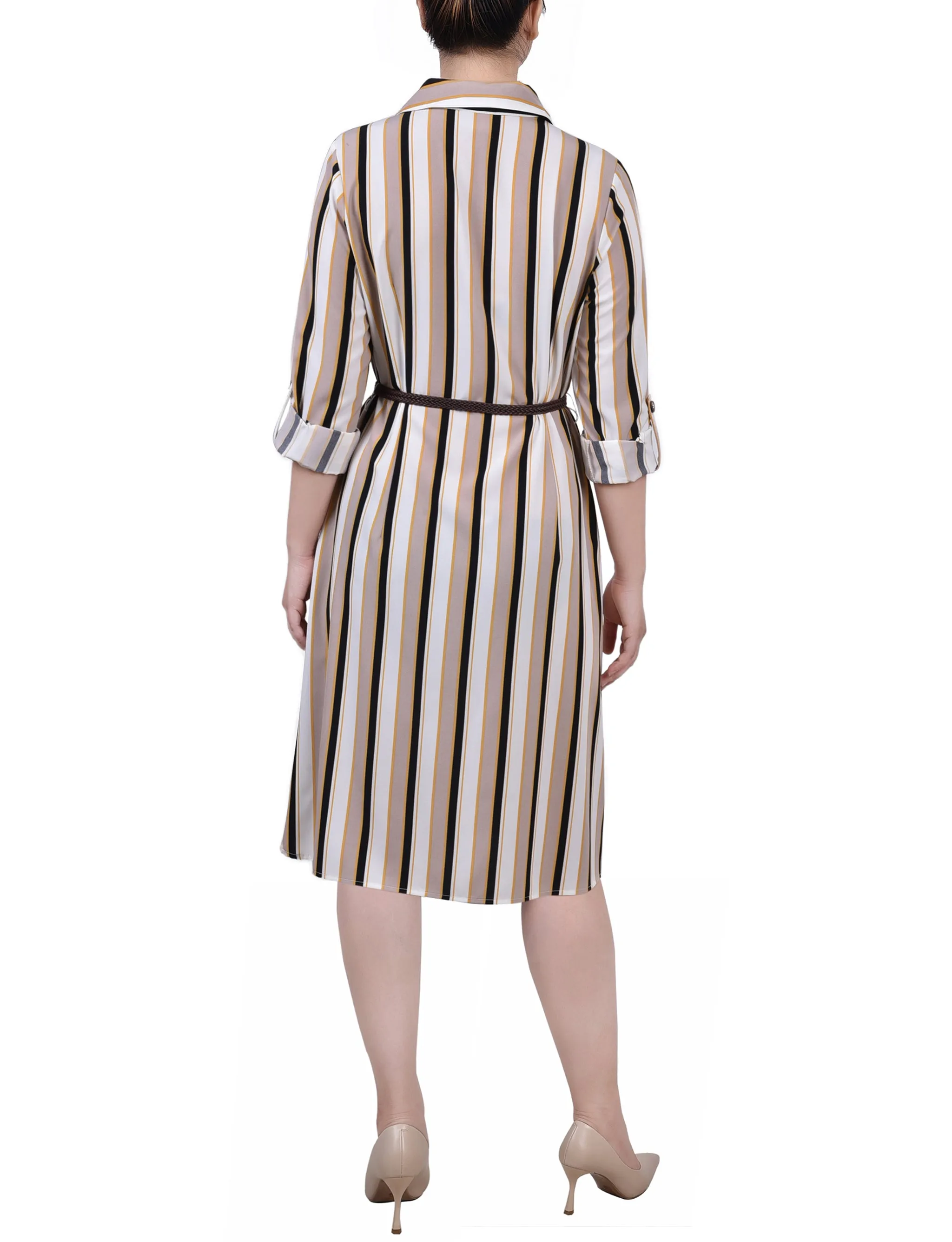 Petite 3/4 Roll Tab Sleeve Shirtdress