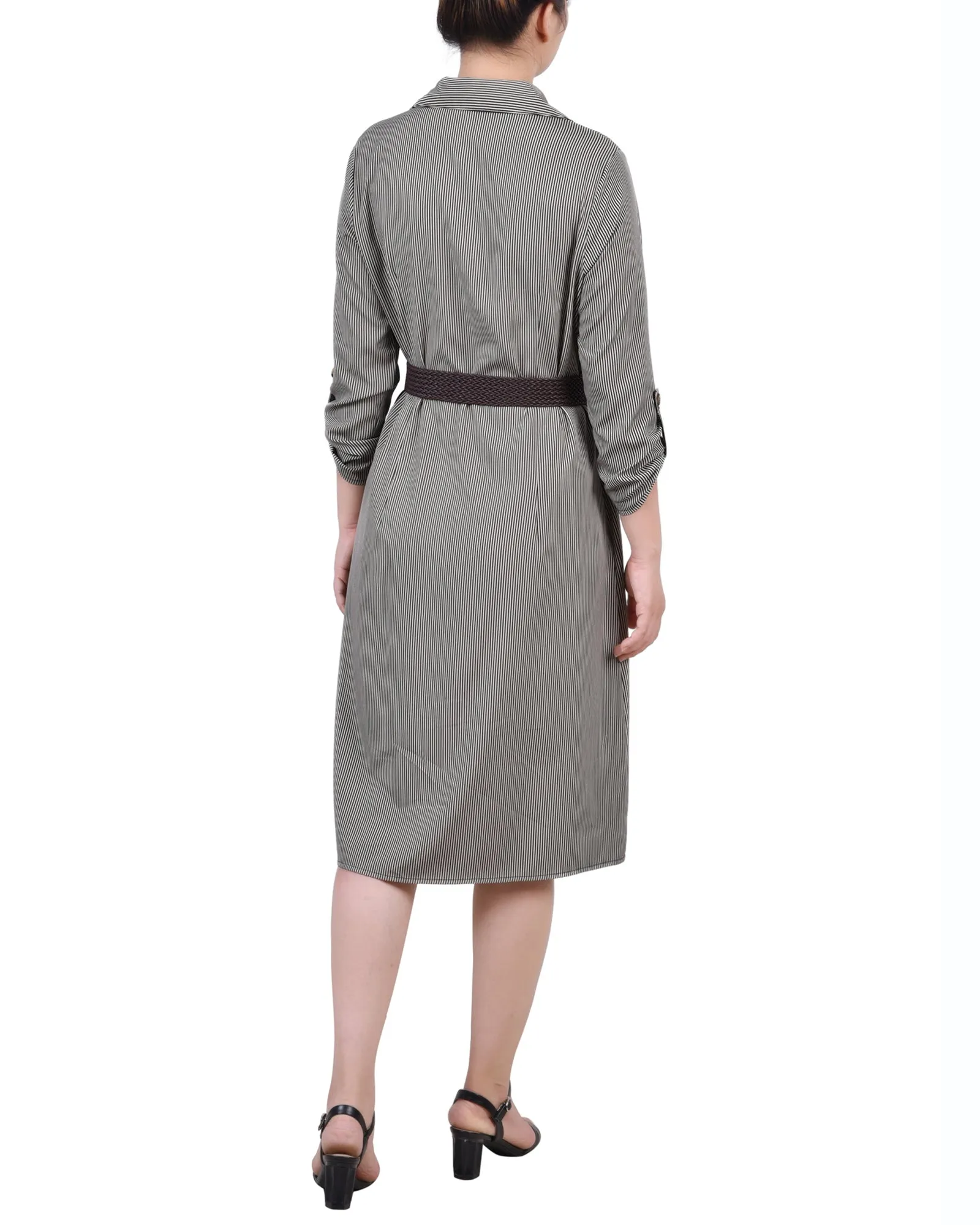 Petite 3/4 Roll Tab Sleeve Shirtdress