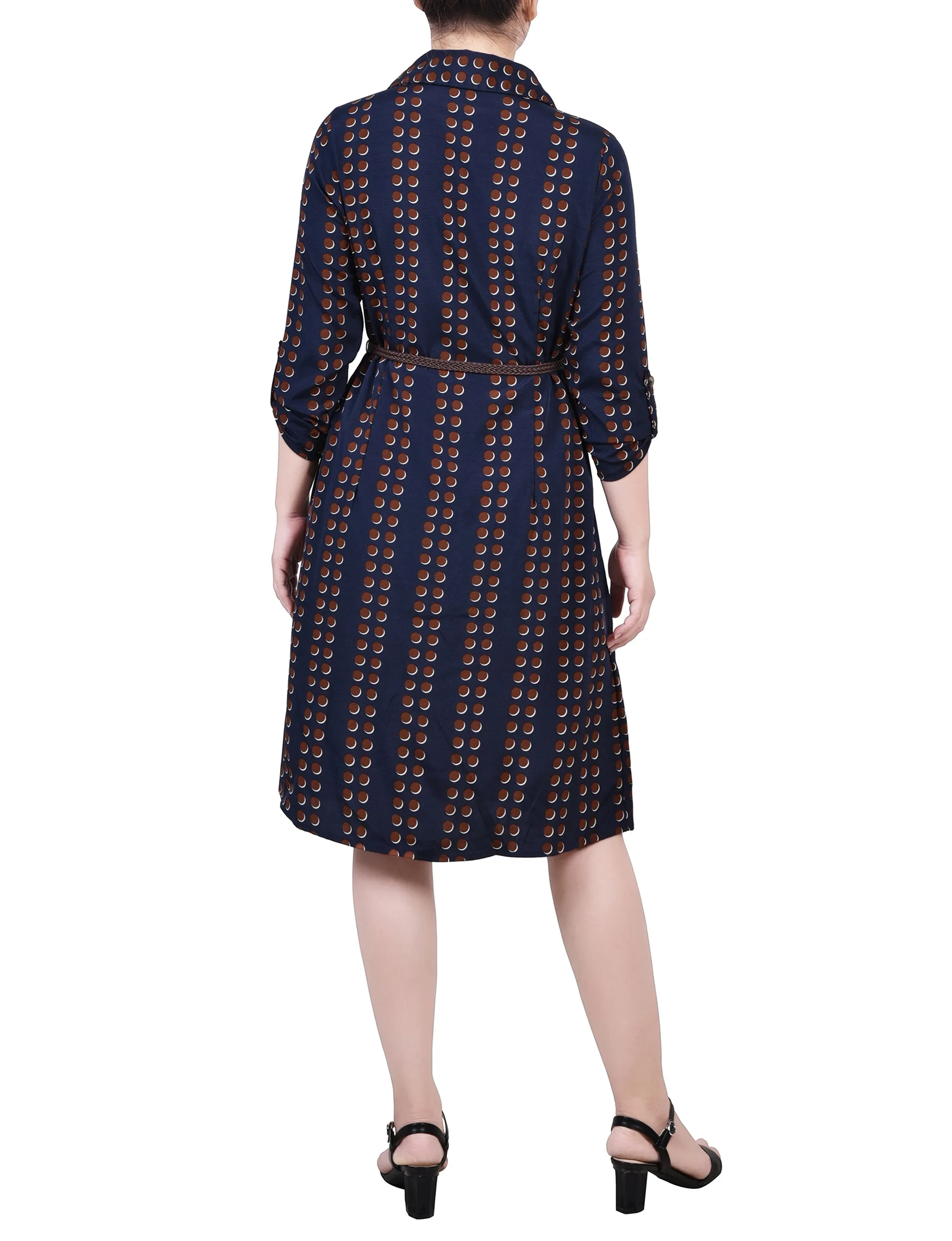 Petite 3/4 Roll Tab Sleeve Shirtdress