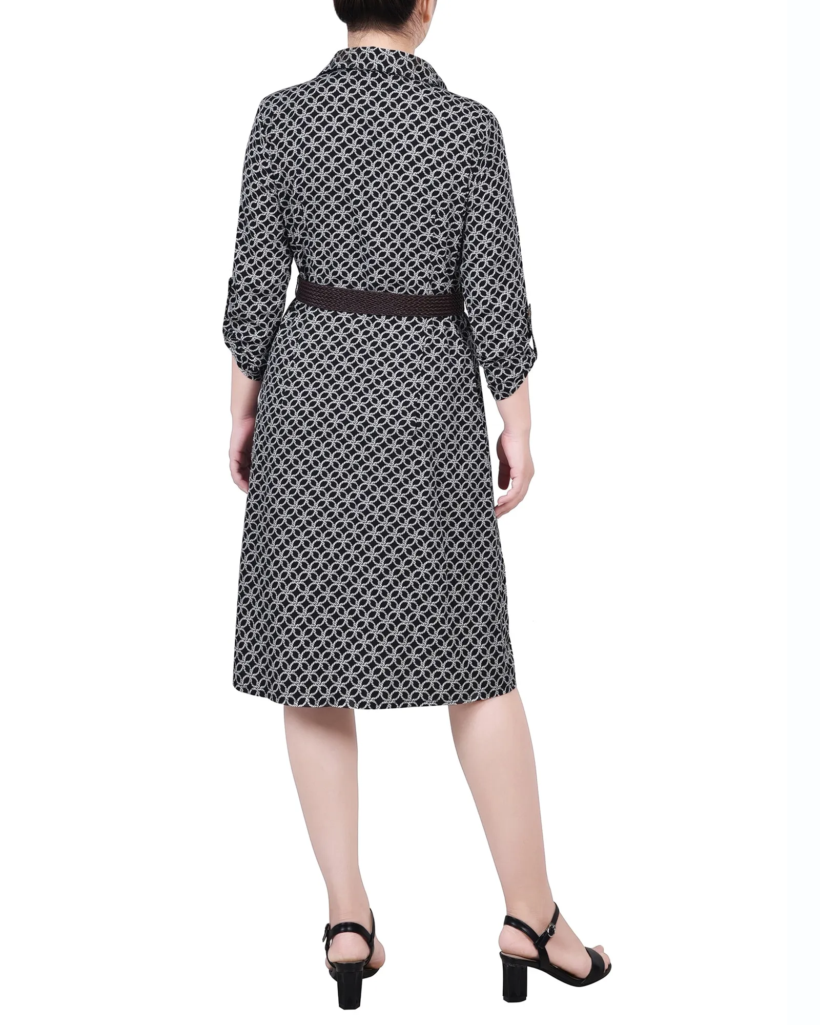 Petite 3/4 Roll Tab Sleeve Shirtdress