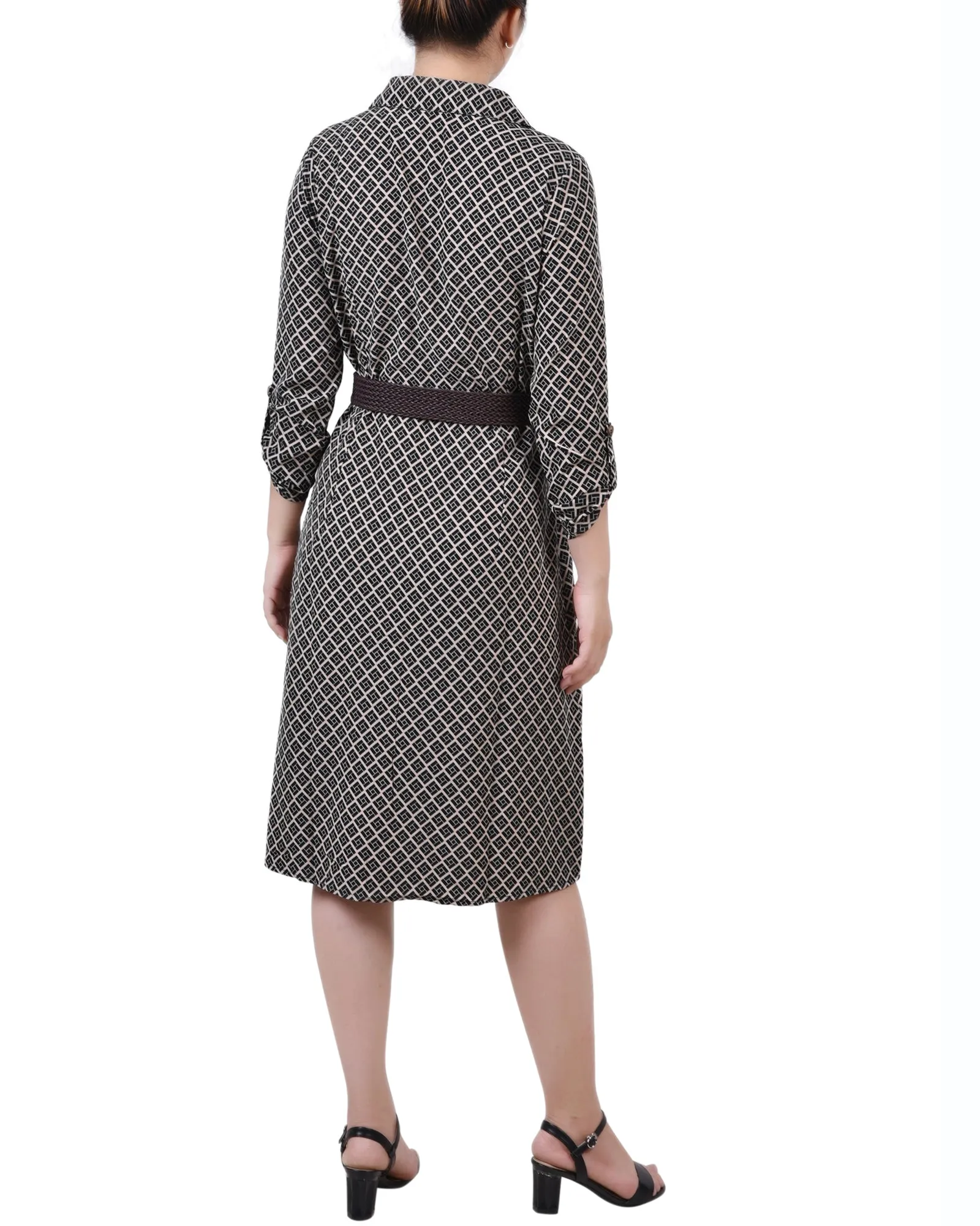Petite 3/4 Roll Tab Sleeve Shirtdress