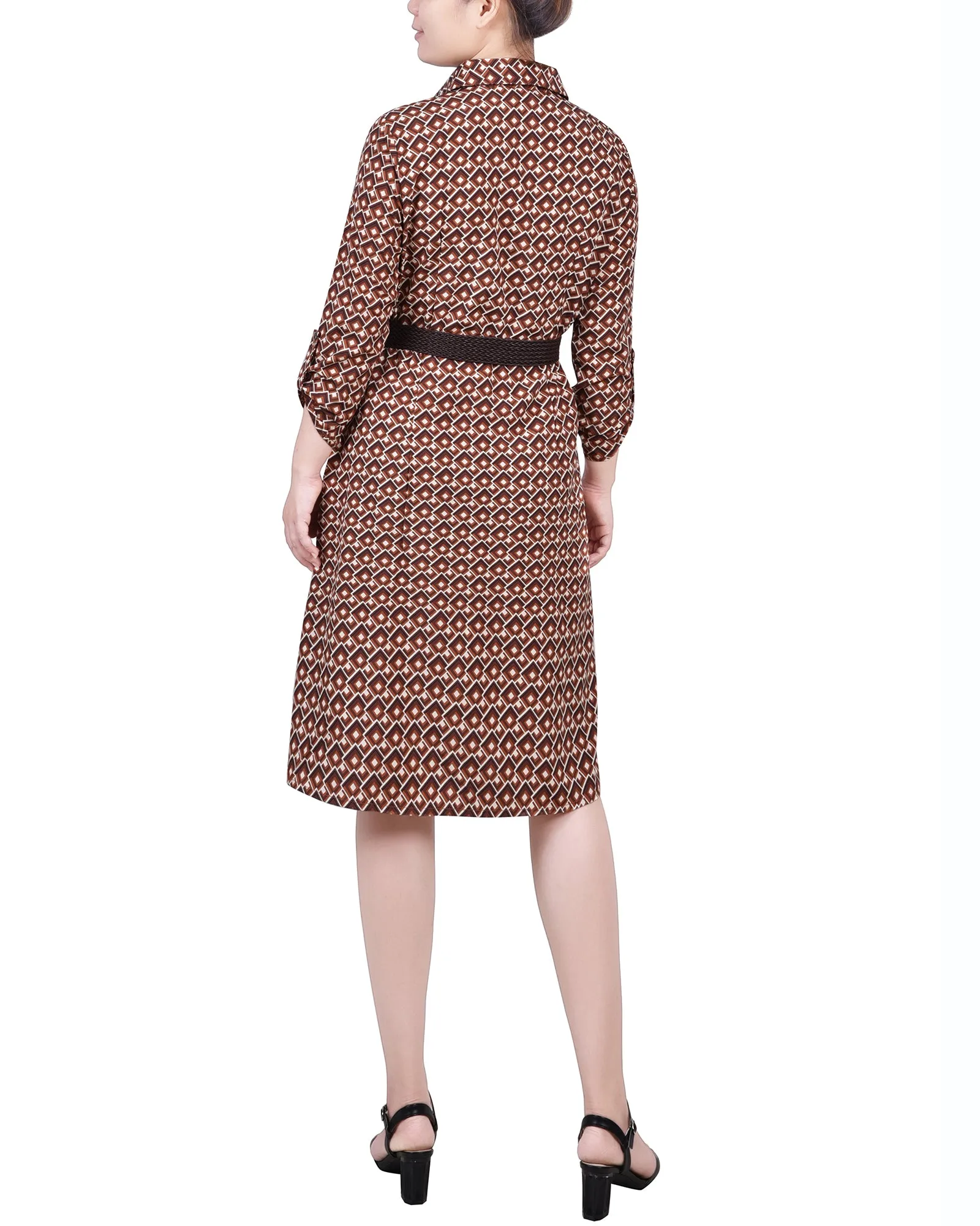 Petite 3/4 Roll Tab Sleeve Shirtdress