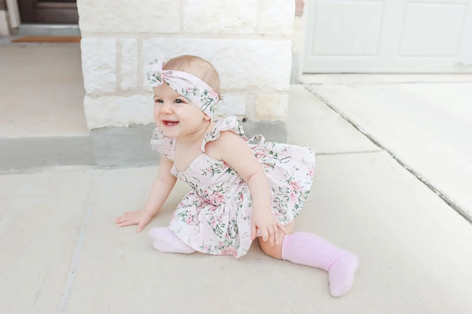 Pink baby girl romper  headband floral printed infant one-piece summer toddler overalls