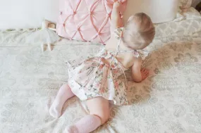 Pink baby girl romper  headband floral printed infant one-piece summer toddler overalls