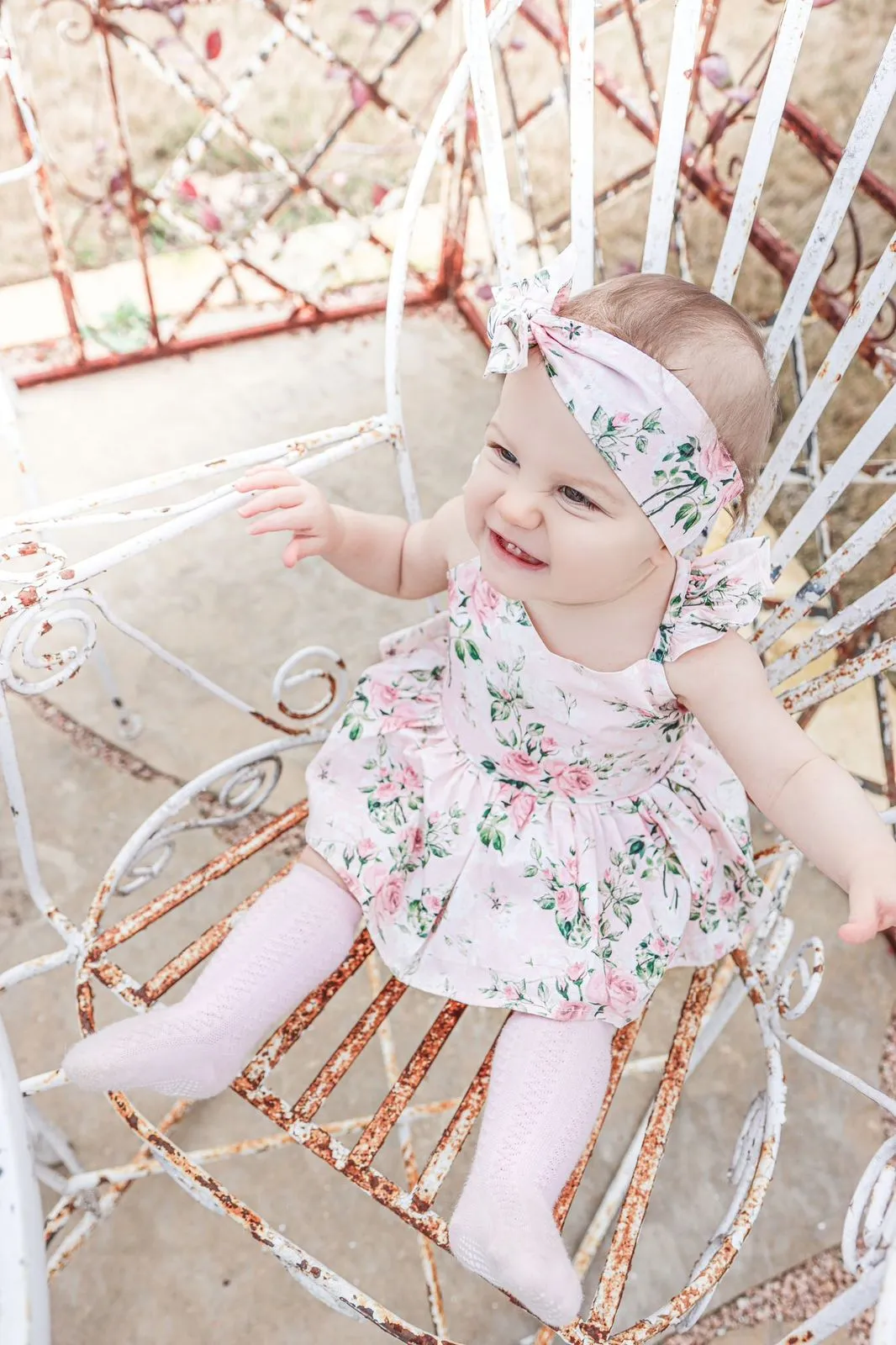 Pink baby girl romper  headband floral printed infant one-piece summer toddler overalls