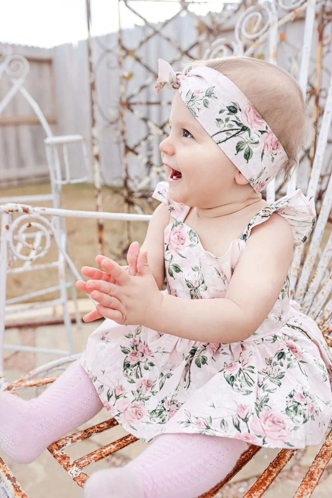 Pink baby girl romper  headband floral printed infant one-piece summer toddler overalls