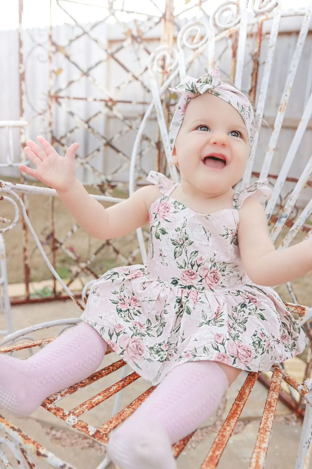 Pink baby girl romper  headband floral printed infant one-piece summer toddler overalls