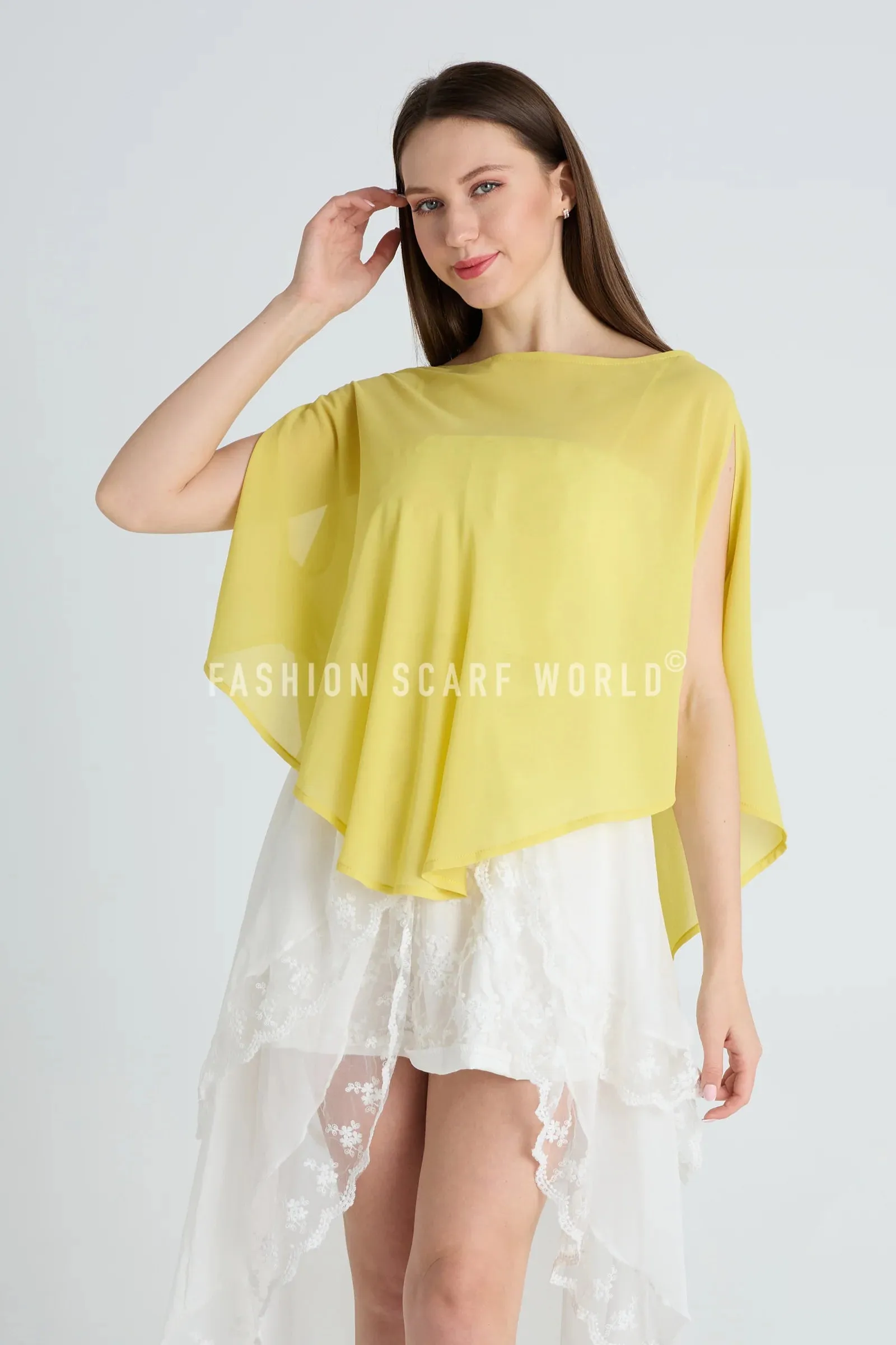 Plain Chiffon Poncho Cover Up