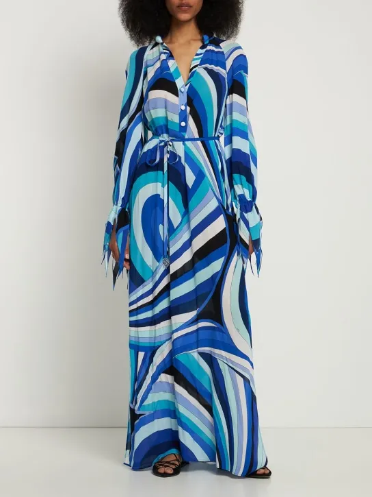 Pucci   Crepe Iride print long shirt dress 