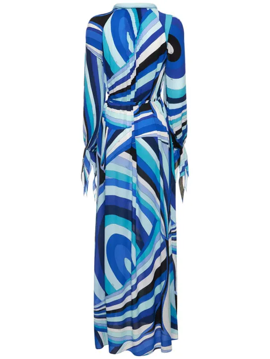 Pucci   Crepe Iride print long shirt dress 