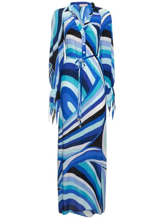 Pucci   Crepe Iride print long shirt dress 