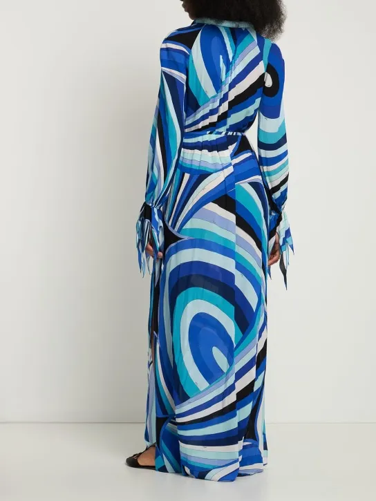 Pucci   Crepe Iride print long shirt dress 