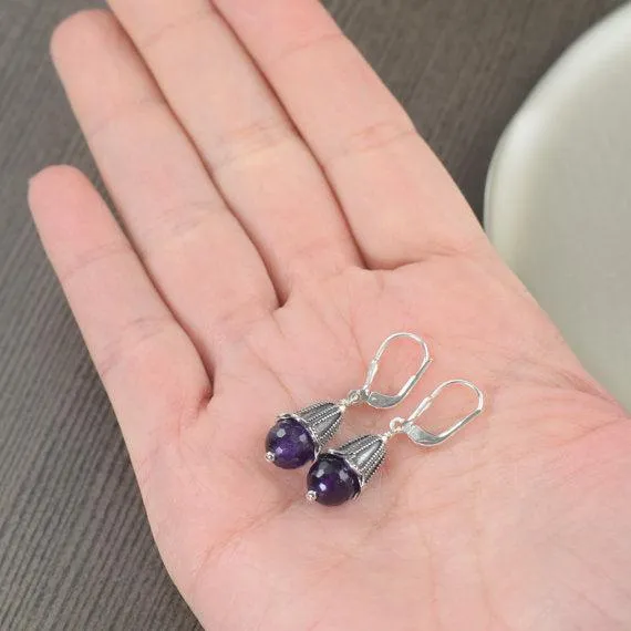 Purple Amethyst earrings for February birthstone