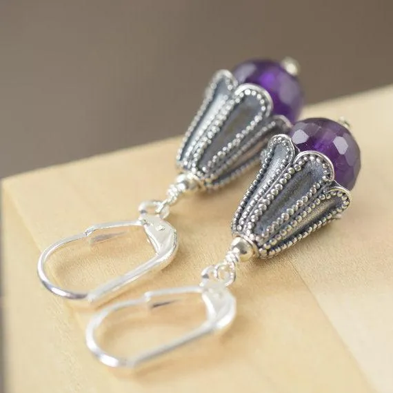 Purple Amethyst earrings for February birthstone