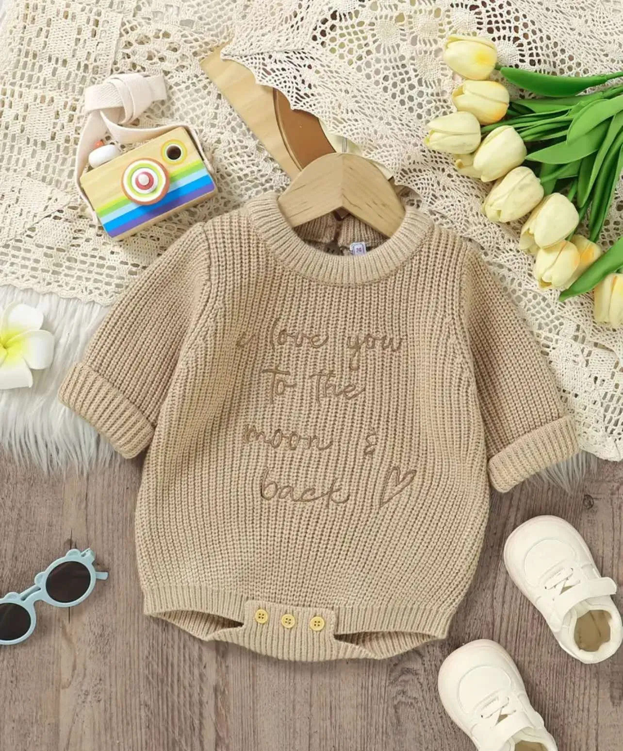 "Love You to the Moon & Back" Beige Romper