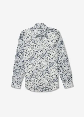 Tailored Fit Sketched Garden Printed Shirt Navy Combo