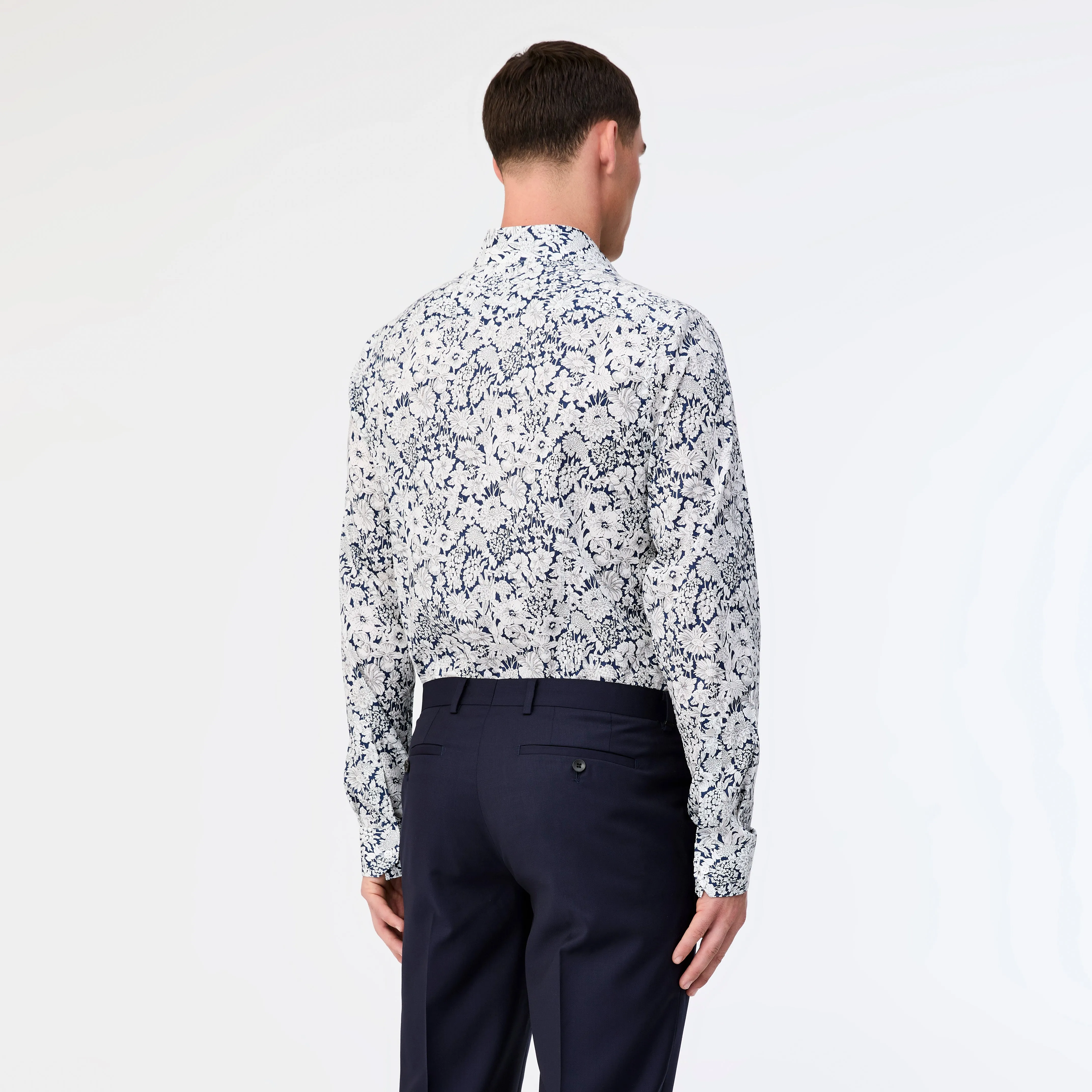 Tailored Fit Sketched Garden Printed Shirt Navy Combo