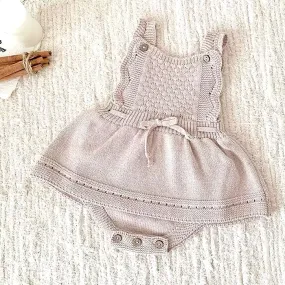 Textured Knit Romper - Oat