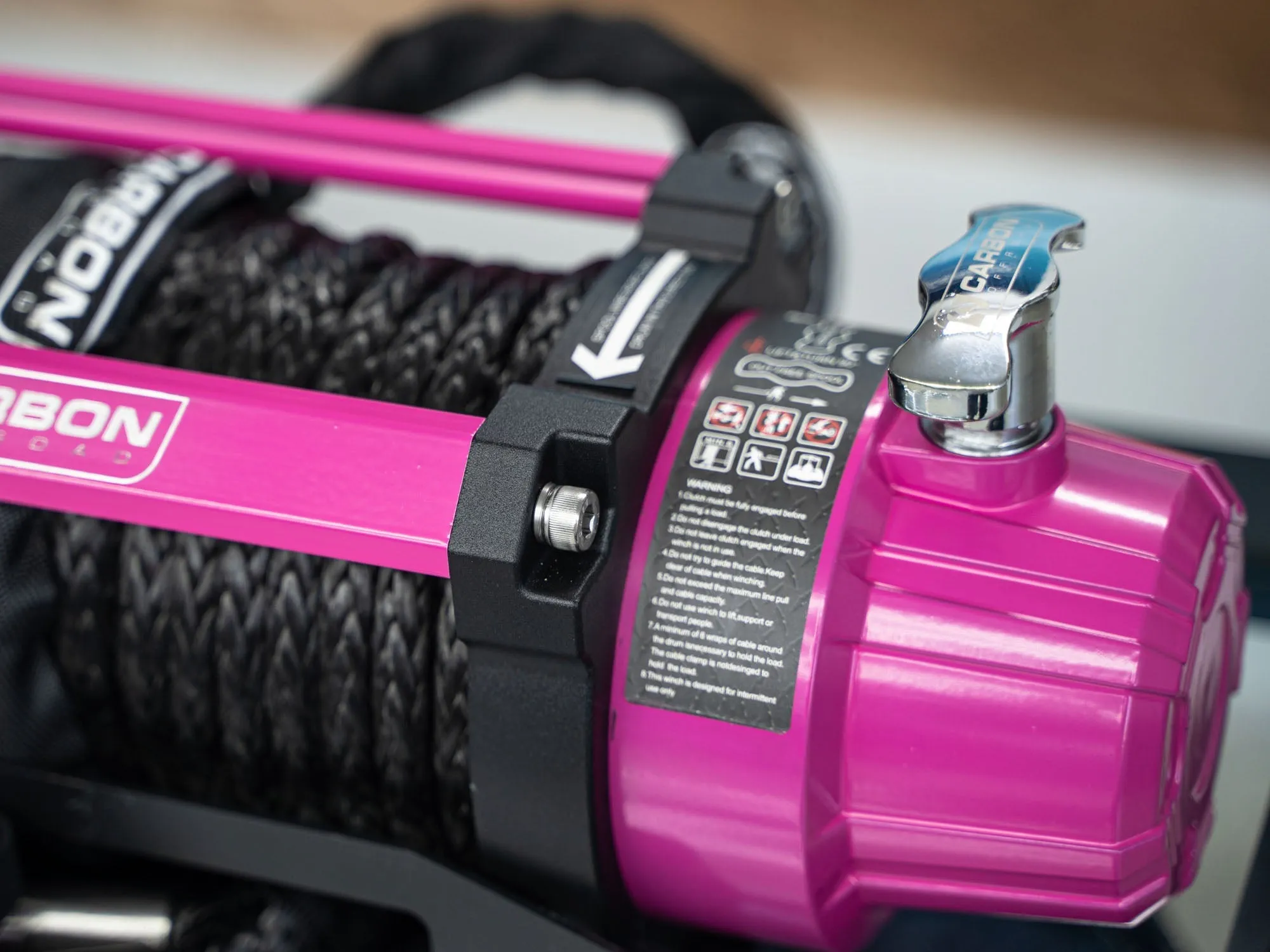 The Pink Carbon 12K - 12000lb Pink Winch With Pink Hook V3