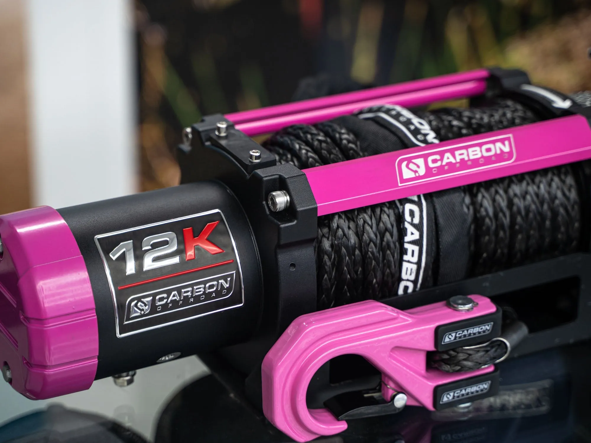 The Pink Carbon 12K - 12000lb Pink Winch With Pink Hook V3