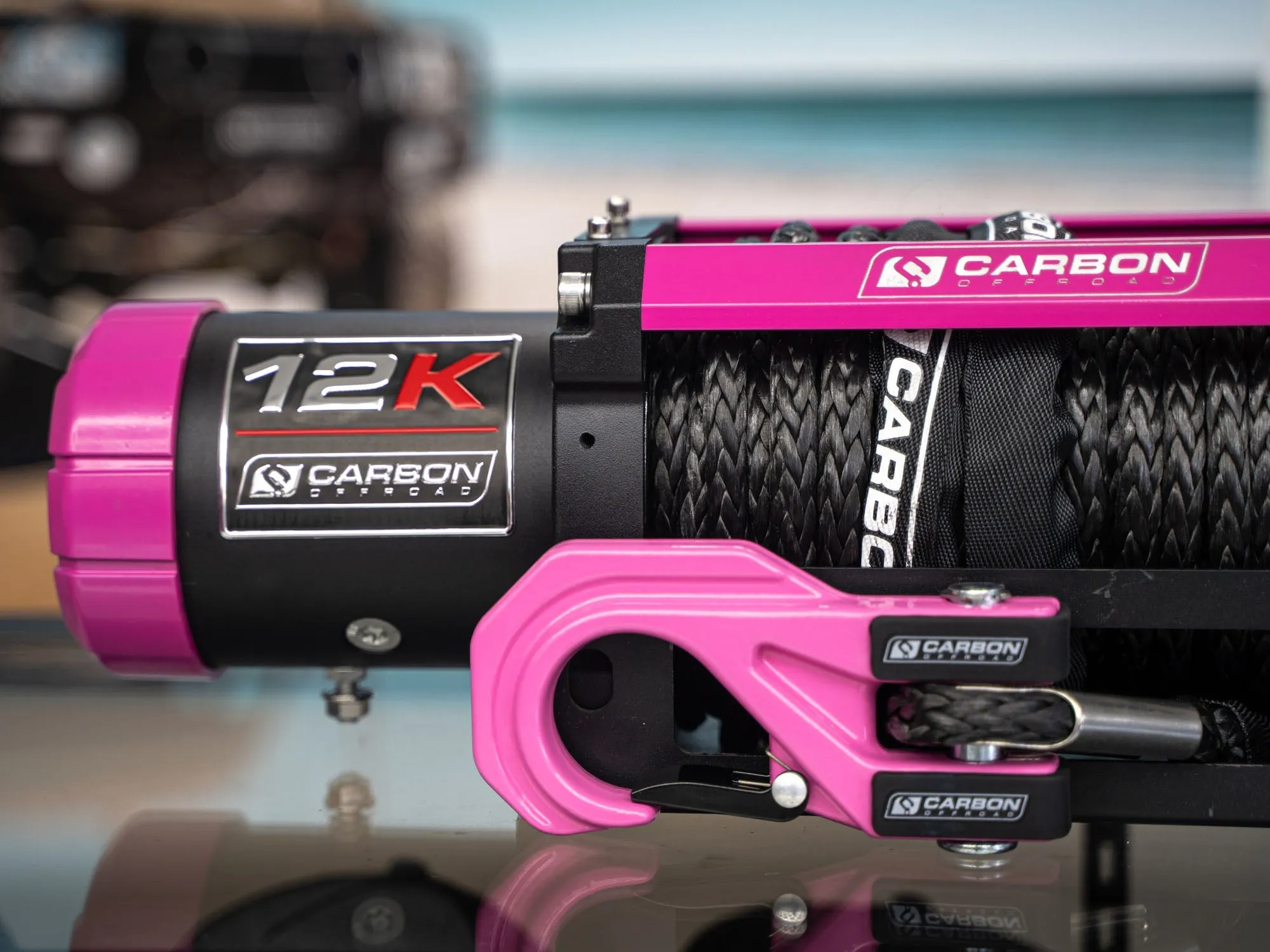 The Pink Carbon 12K - 12000lb Pink Winch With Pink Hook V3