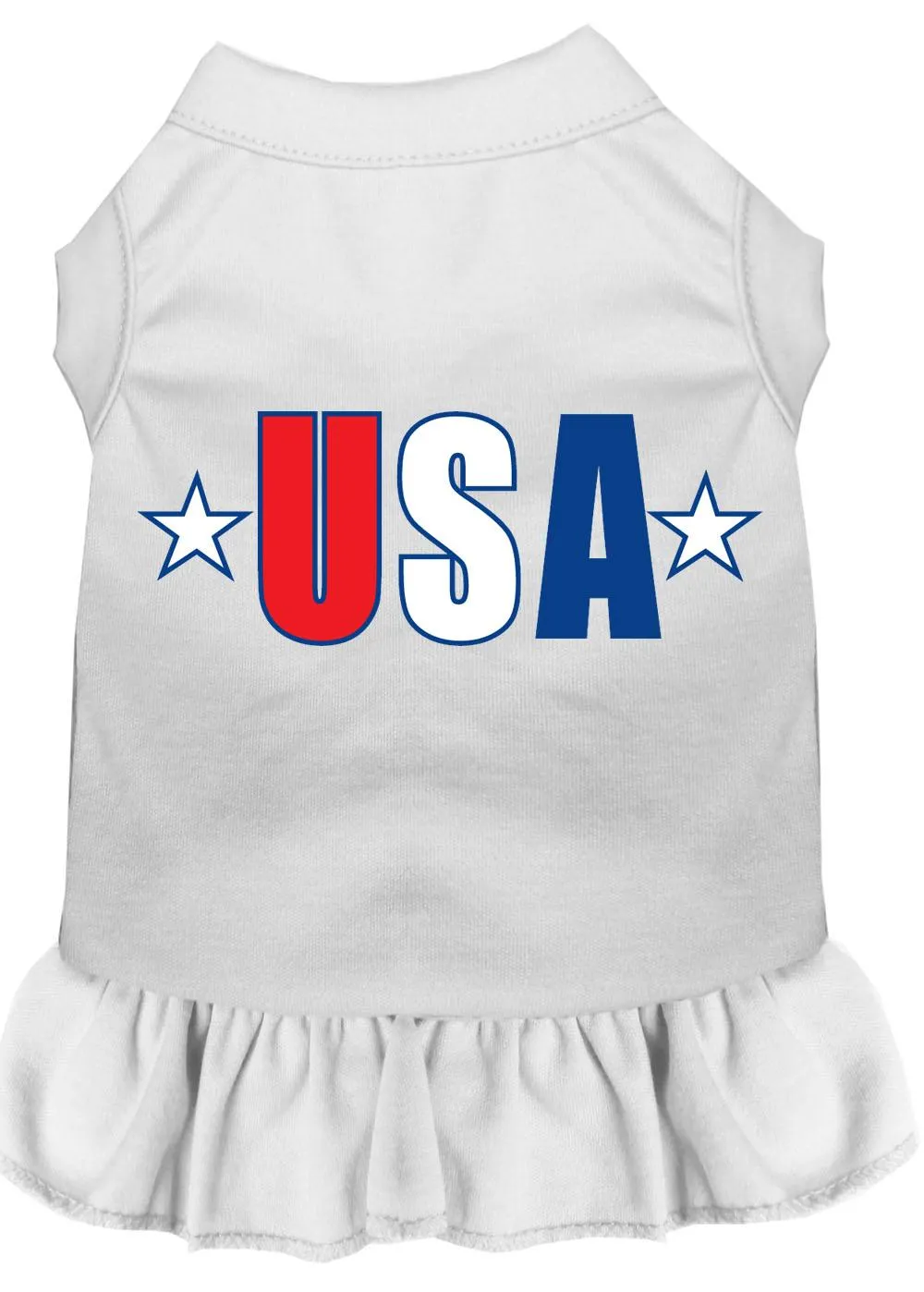 Usa Star Screen Print Dress White Sm (10)