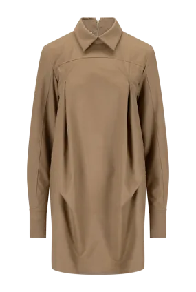 Vegan Leather Draped Tunic Dress