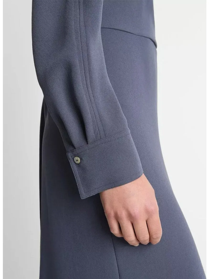 Vince Shaped Collar Dolman-Sleeve Dress in Dark Water