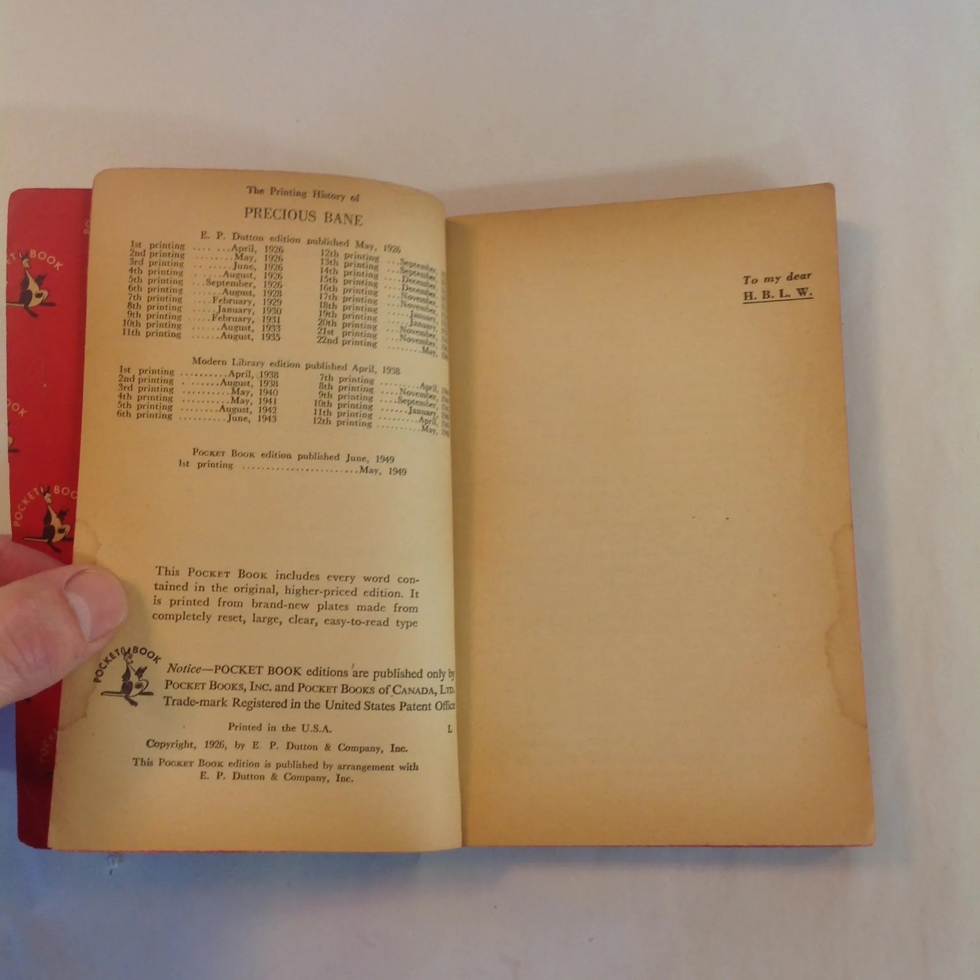 Vintage 1949 Mass Market Paperback Precious Bane Mary Webb