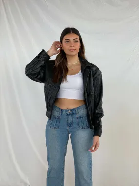 Vintage 90s Genuine Leather Heavy Bomber Jacket