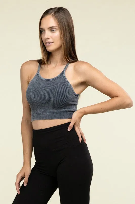 Washed Ribbed Seamless Cropped Cami Top - online exclusive