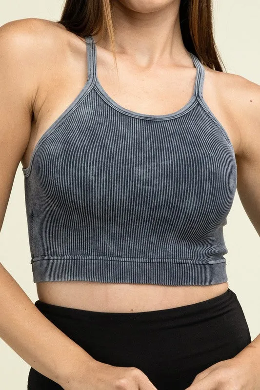 Washed Ribbed Seamless Cropped Cami Top - online exclusive