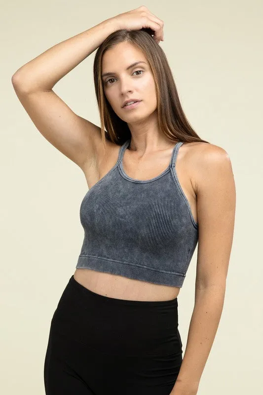 Washed Ribbed Seamless Cropped Cami Top - online exclusive