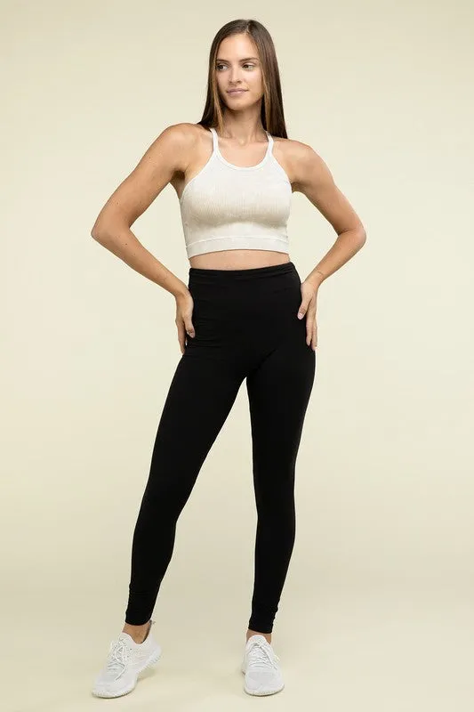 Washed Ribbed Seamless Cropped Cami Top - online exclusive