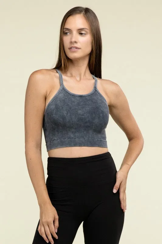 Washed Ribbed Seamless Cropped Cami Top - online exclusive