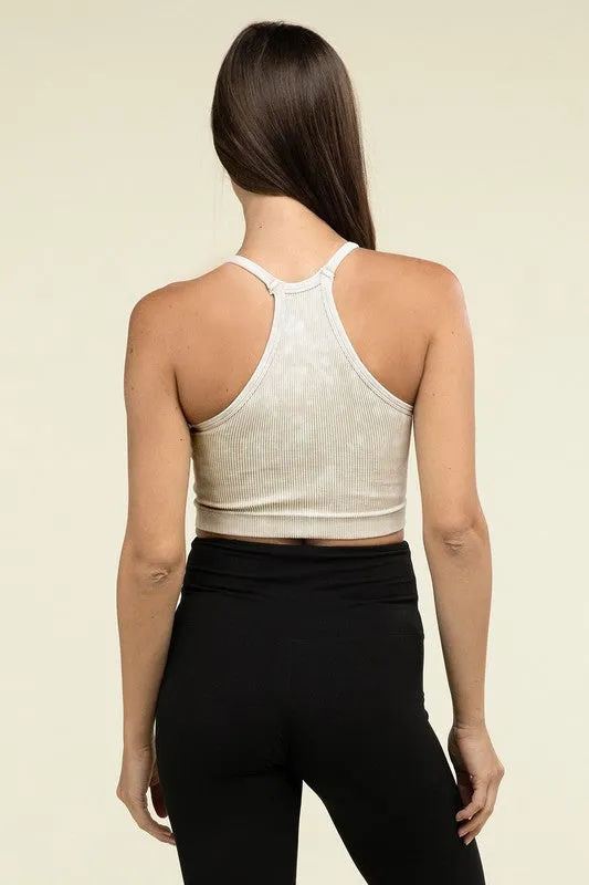 Washed Ribbed Seamless Cropped Cami Top - online exclusive