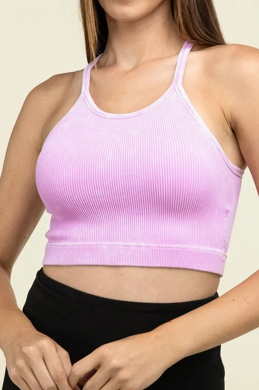 Washed Ribbed Seamless Cropped Cami Top - online exclusive
