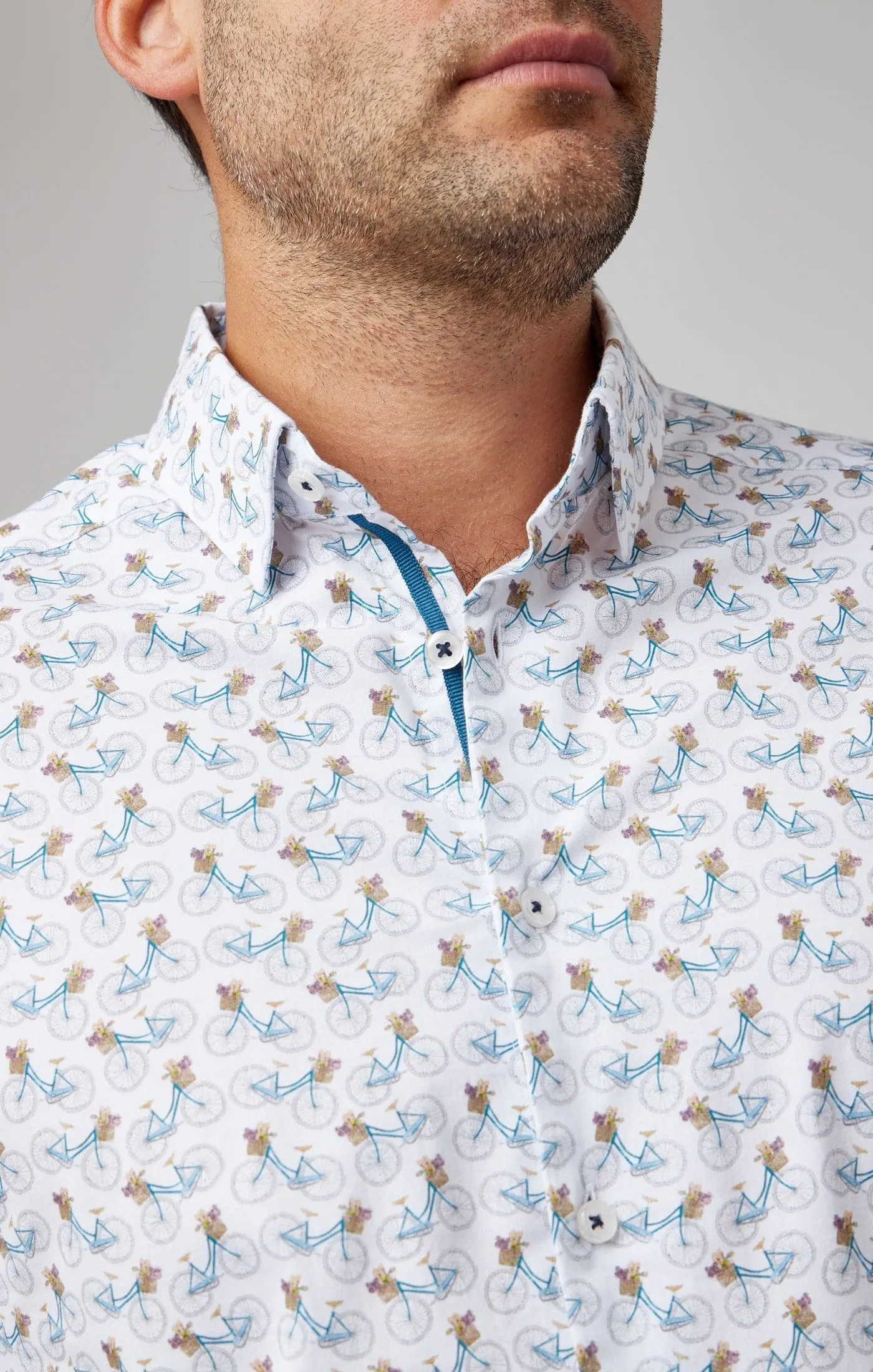 White Bicycles Print Shirt