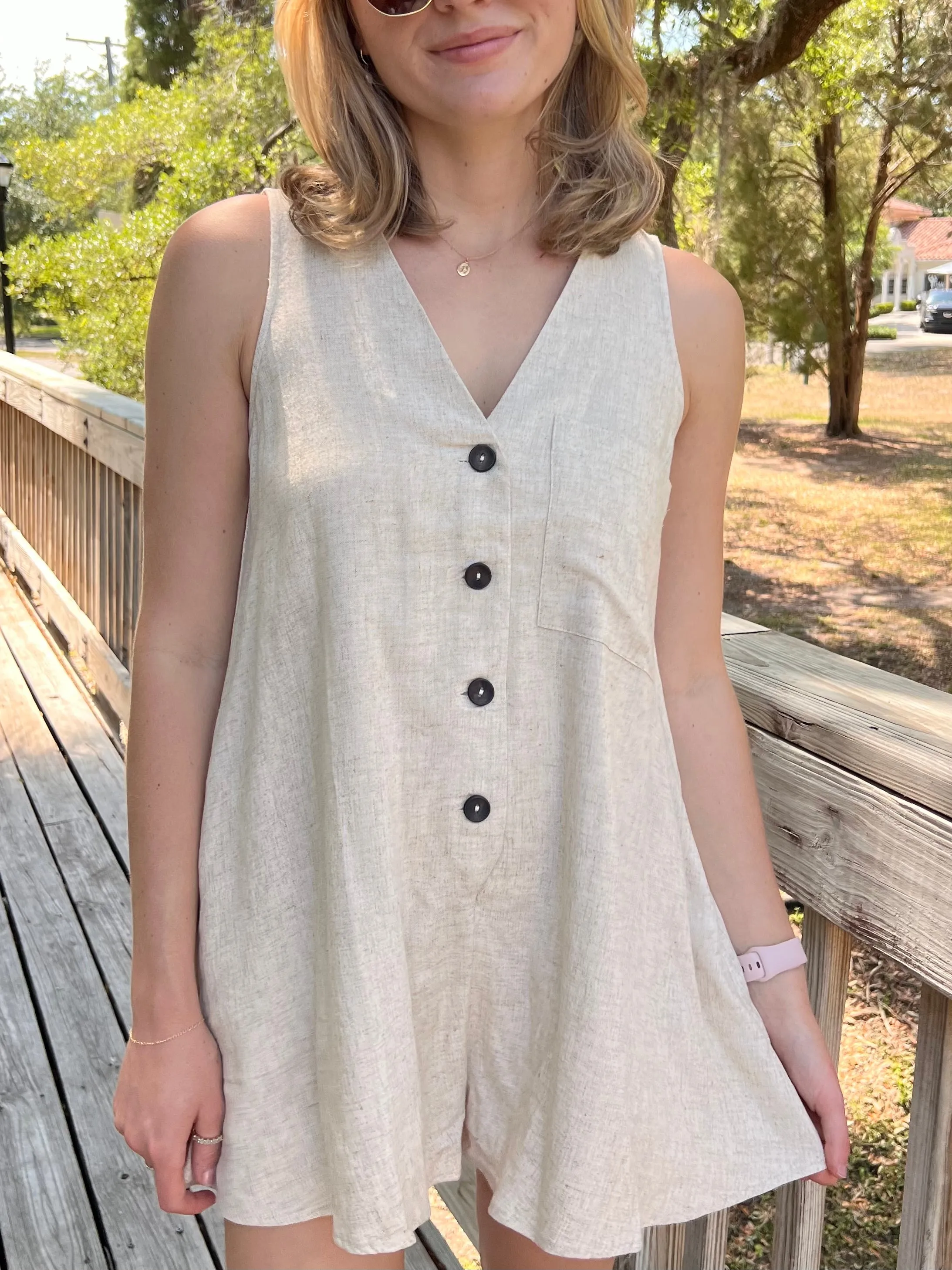 WILLOW LINEN ROMPER IN OATMEAL