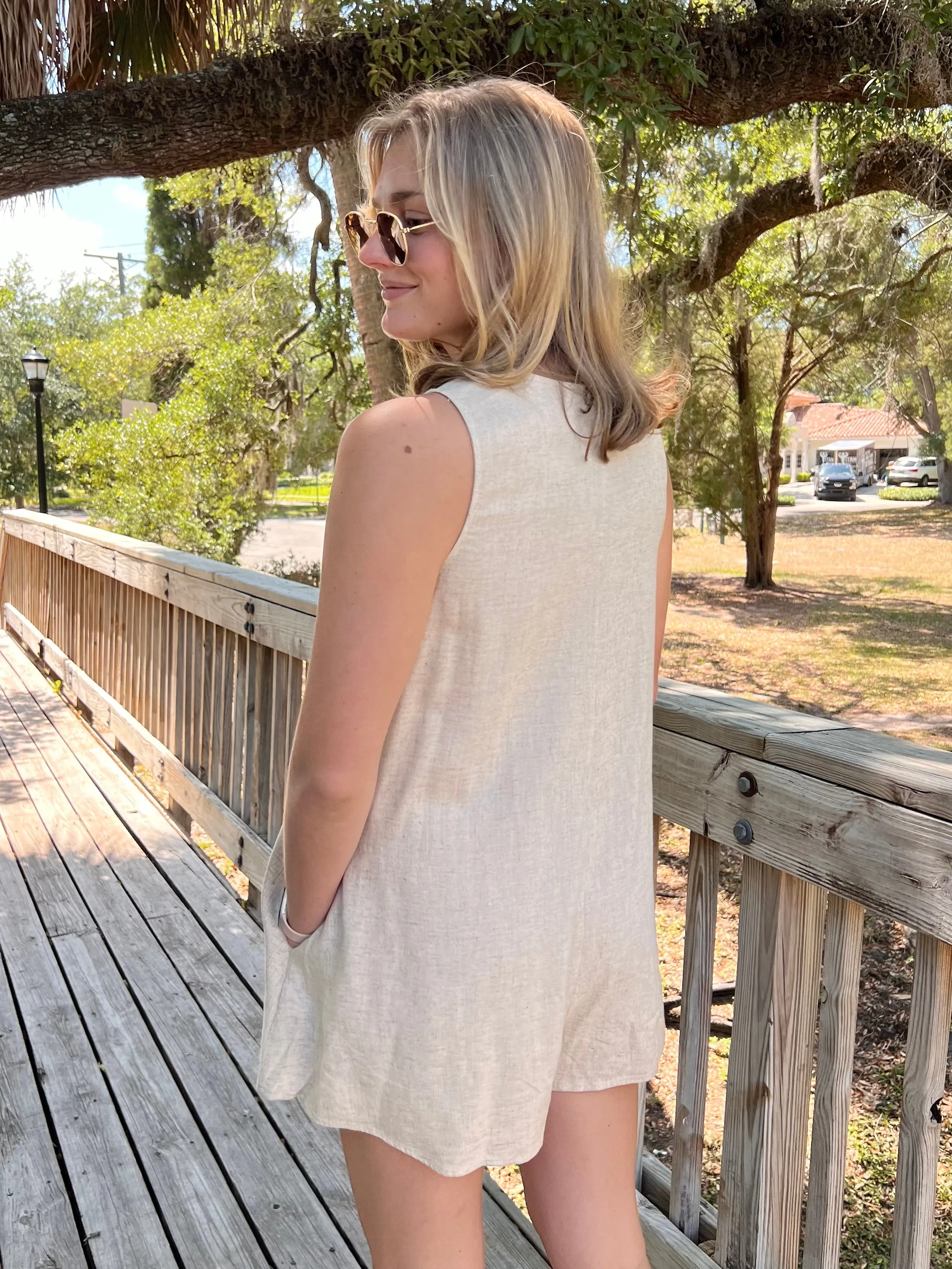 WILLOW LINEN ROMPER IN OATMEAL