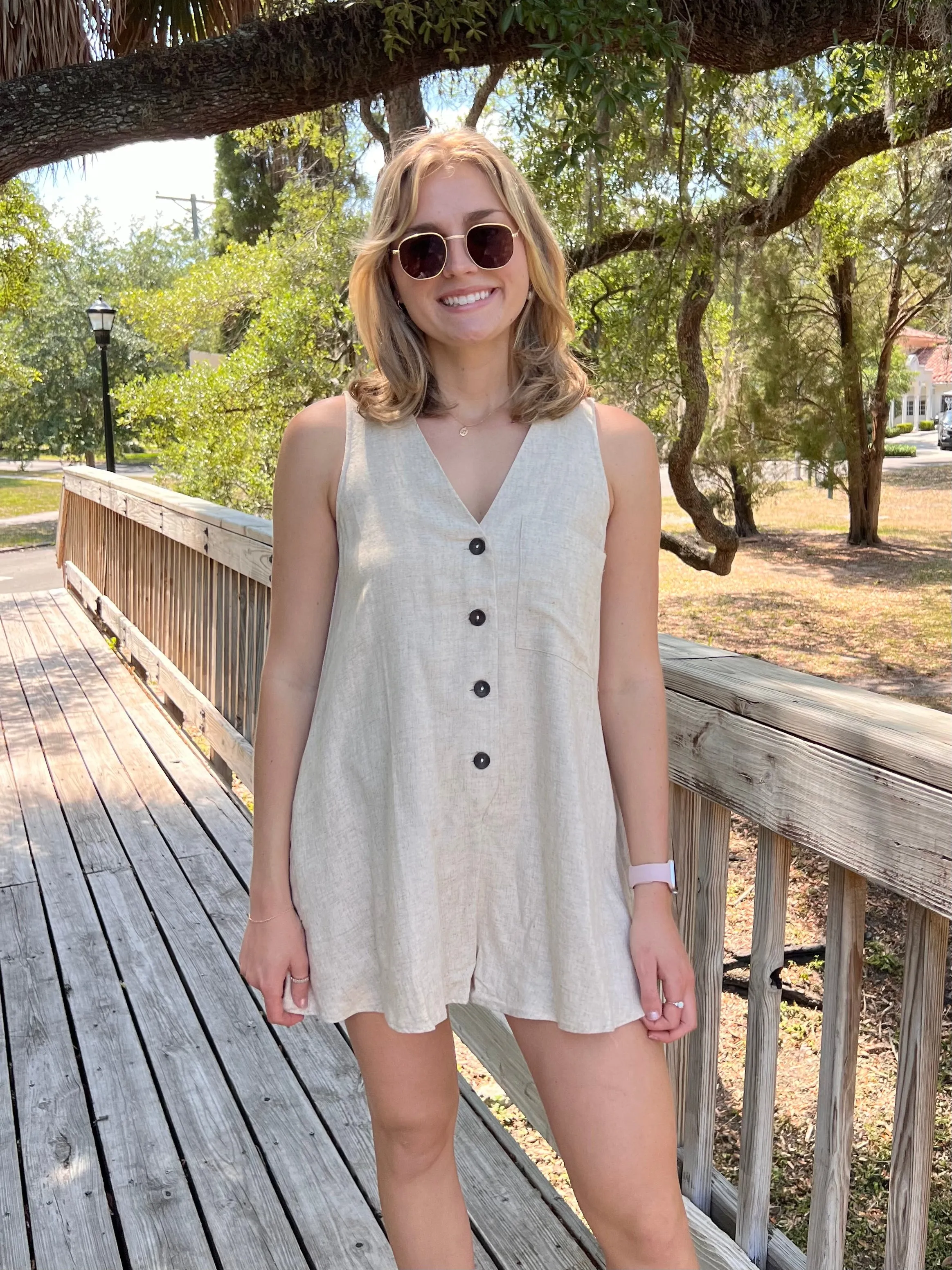 WILLOW LINEN ROMPER IN OATMEAL