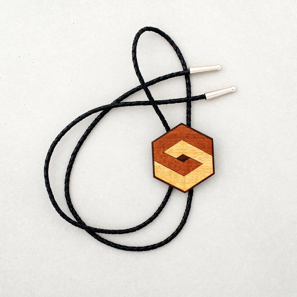 Wooden Hexagon Bolo Tie