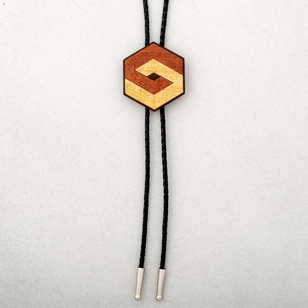 Wooden Hexagon Bolo Tie