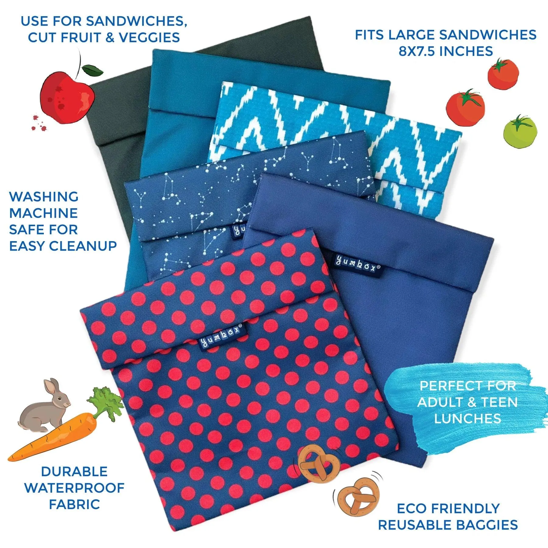 Yumbox Pochette Zero Waste Sandwich Bag - Peacock Blue